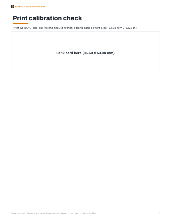 Preview of Printable Calibration Check Page